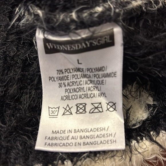 💜Wednesday’s Girl Jumper In Fluffy Spot Knit For Women Cream Black Spot size L - Picture 10 of 10